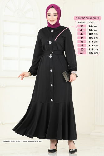 moda selvim الفستان أسود 396DVL817 - Thumbnail