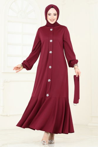 moda selvim الفستان خمري 396DVL817 - Thumbnail