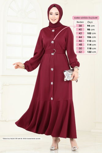 moda selvim الفستان خمري 396DVL817 - Thumbnail