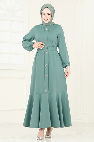 moda selvim Dress 396DVL817 Mint - Thumbnail