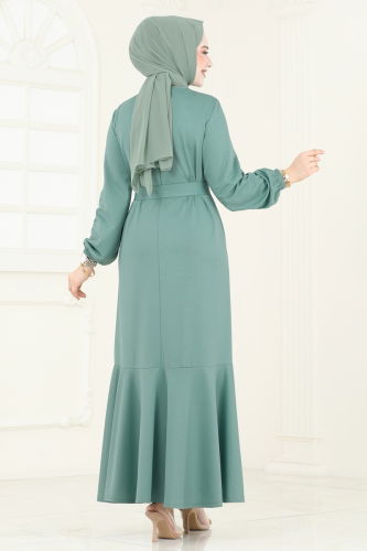 moda selvim الفستان أخضر باهت 396DVL817 - Thumbnail
