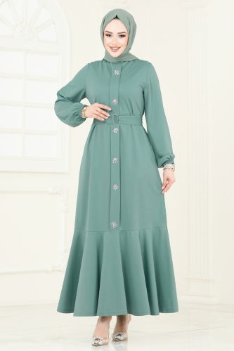 moda selvim الفستان أخضر باهت 396DVL817 - Thumbnail