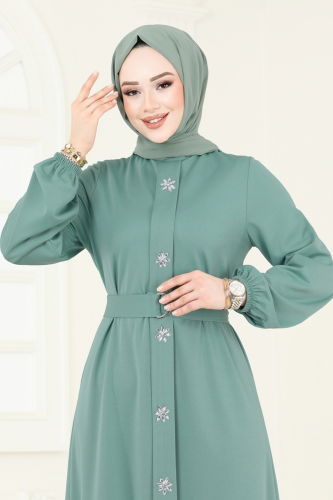 moda selvim الفستان أخضر باهت 396DVL817 - Thumbnail