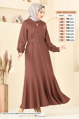 moda selvim Dress 397DVL817 Brown - Thumbnail