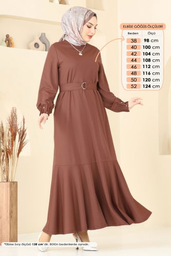 moda selvim الفستان بني 397DVL817 - Thumbnail