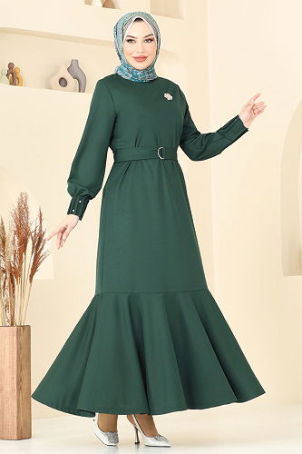 moda selvim Dress 397DVL817 Emerald - Thumbnail