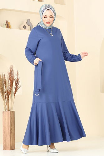 moda selvim الفستان ازرق 397DVL817 - Thumbnail