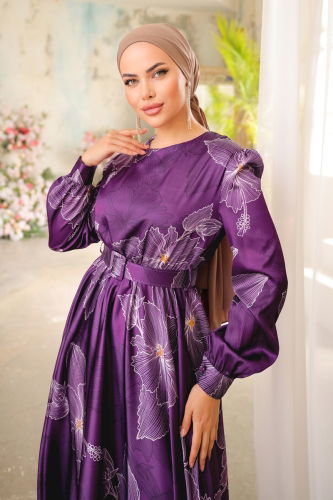 moda selvim Dress 4000D170 Purple - Thumbnail