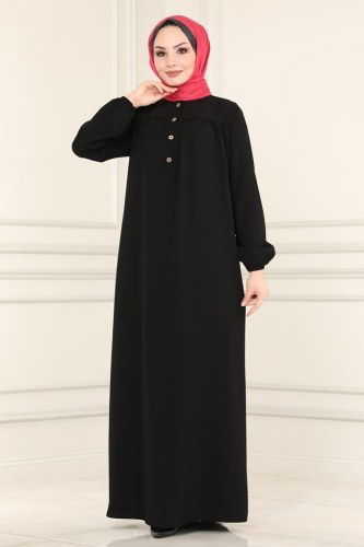 moda selvim Dress 4001BM387 Black - Thumbnail