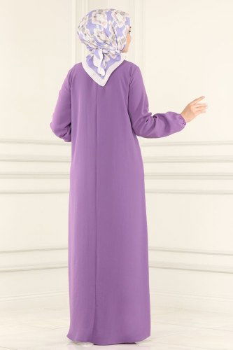 moda selvim 4001BM387 ارجواني فاتح فستان - Thumbnail