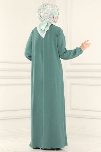 moda selvim 4001BM387 تركوازي فستان - Thumbnail