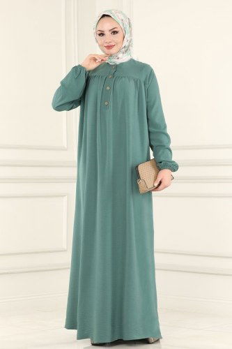 moda selvim 4001BM387 تركوازي فستان - Thumbnail