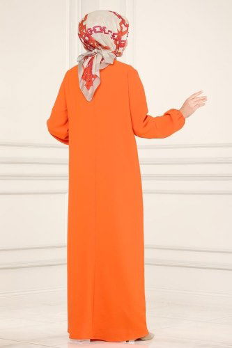 moda selvim Dress 4001BM387 Orange - Thumbnail