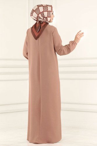 moda selvim Dress 4001BM387 Powder Mink - Thumbnail