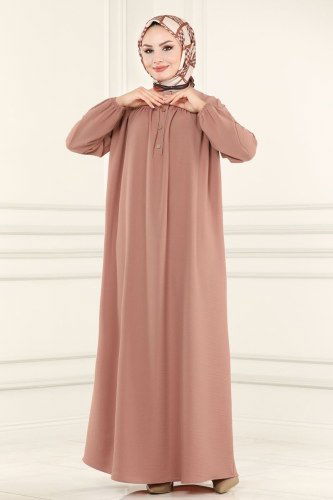 moda selvim Dress 4001BM387 Powder Mink - Thumbnail