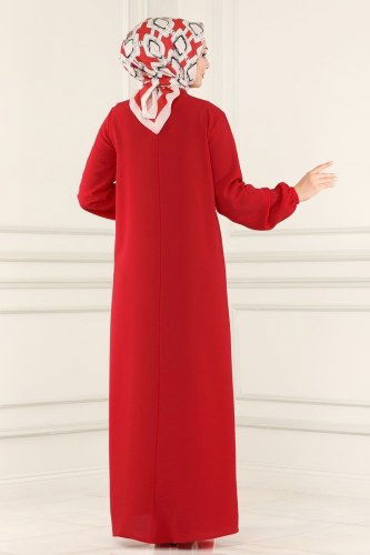 moda selvim Dress 4001BM387 Red - Thumbnail