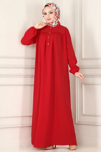 moda selvim Dress 4001BM387 Red - Thumbnail