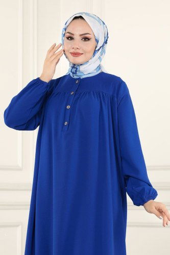 moda selvim Dress 4001BM387 Saxe - Thumbnail