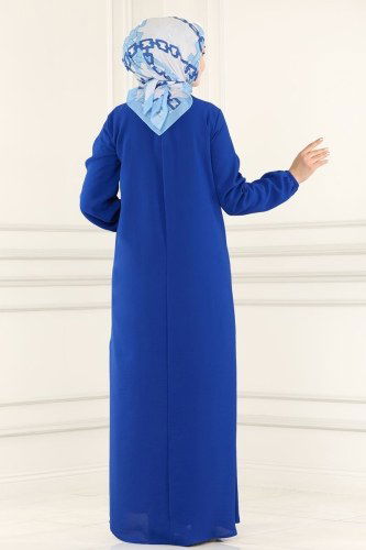 moda selvim 4001BM387 ازرق فستان - Thumbnail