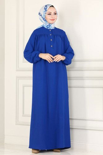 moda selvim 4001BM387 ازرق فستان - Thumbnail