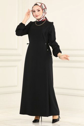 moda selvim 4004BM387 Black فستان - Thumbnail