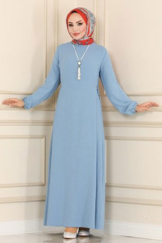 moda selvim 4004BM387 الريشي الفاتح فستان - Thumbnail