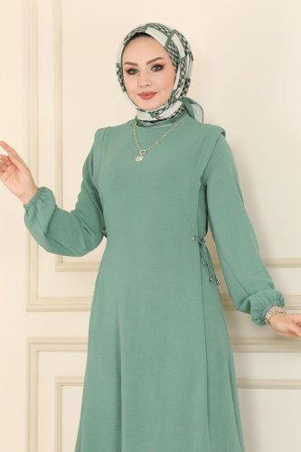 moda selvim 4004BM387 تركوازي فستان - Thumbnail