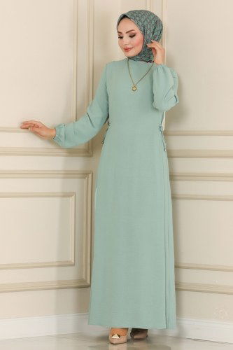 moda selvim Dress 4004BM387 Sea Green - Thumbnail