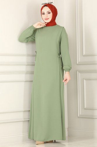 moda selvim 4004BM387 لون العقابية فستان - Thumbnail
