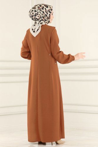moda selvim Dress 4004BM387 Tan - Thumbnail