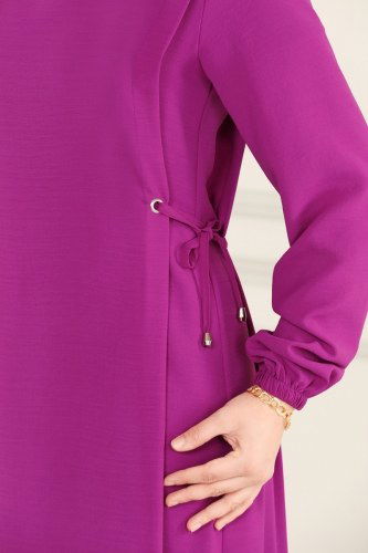 moda selvim Dress 4004BM387 Wine - Thumbnail