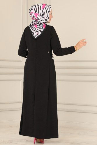 moda selvim Dress 4004NZR779 Black - Thumbnail