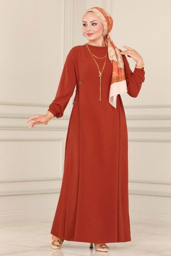 moda selvim Dress 4004NZR779 Cinnamon - Thumbnail
