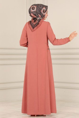 moda selvim Dress 4004NZR779 Dried Rose - Thumbnail