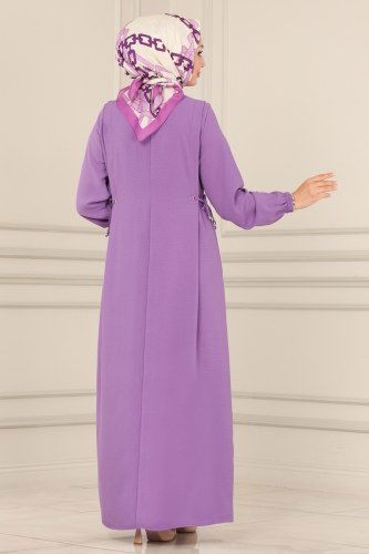 moda selvim Dress 4004NZR779 Lilac - Thumbnail