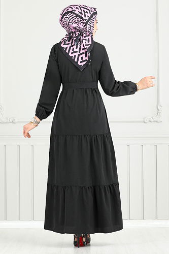 moda selvim Dress 400ART1044-M Black - Thumbnail