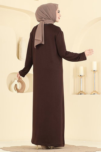 moda selvim Dress 4017HN394 Brown - Thumbnail