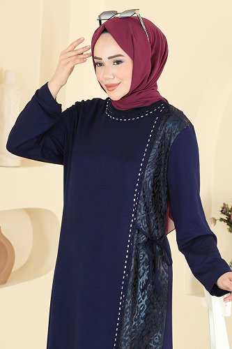 moda selvim الفستان كحلي 4017HN394 - Thumbnail