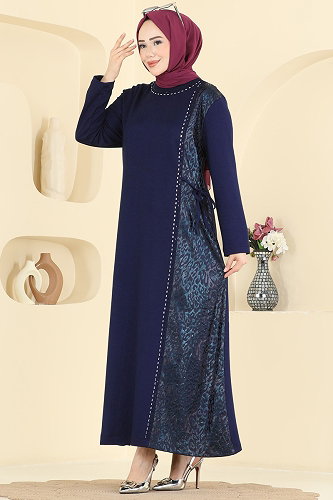 moda selvim الفستان كحلي 4017HN394 - Thumbnail