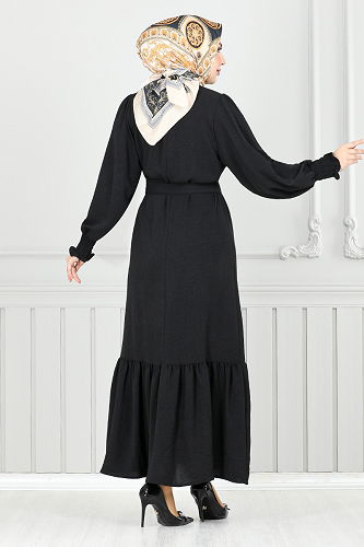 moda selvim Dress 401ART1044-M Black - Thumbnail