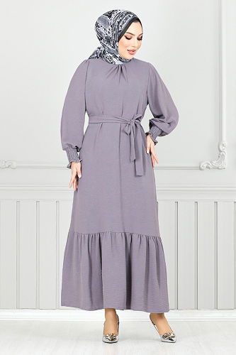 moda selvim Dress 401ART1044-M Gray - Thumbnail