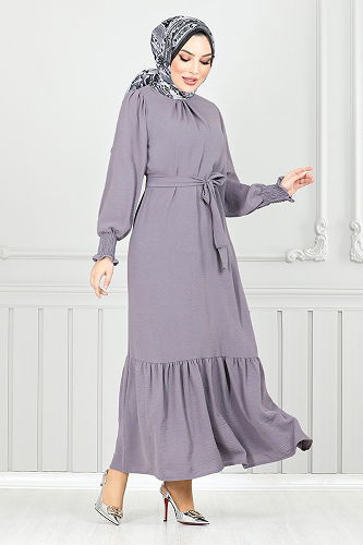 moda selvim Dress 401ART1044-M Gray - Thumbnail