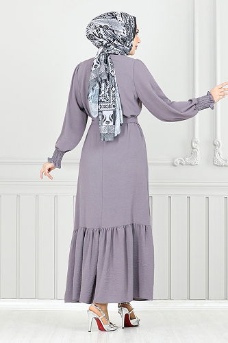 moda selvim Dress 401ART1044-M Gray - Thumbnail