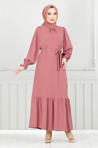 moda selvim الفستان وردي 401ART1044-M - Thumbnail