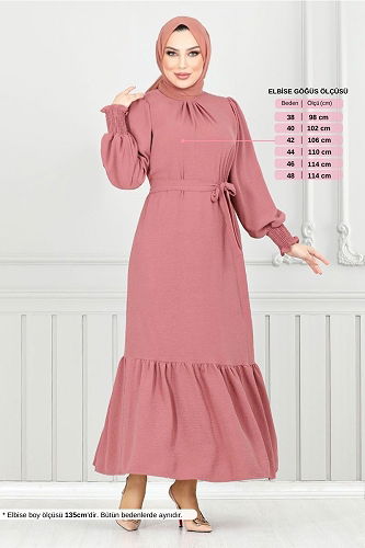 moda selvim الفستان وردي 401ART1044-M - Thumbnail