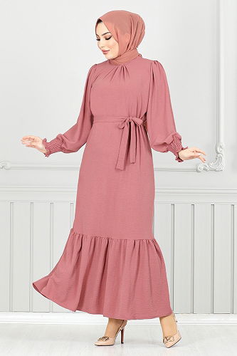 moda selvim الفستان وردي 401ART1044-M - Thumbnail