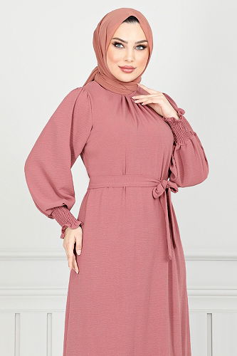 moda selvim الفستان وردي 401ART1044-M - Thumbnail