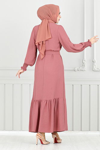 moda selvim الفستان وردي 401ART1044-M - Thumbnail