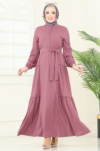moda selvim Dress 401DVL817 Dark Rose Dusky - Thumbnail
