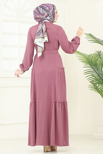 moda selvim Dress 401DVL817 Dark Rose Dusky - Thumbnail